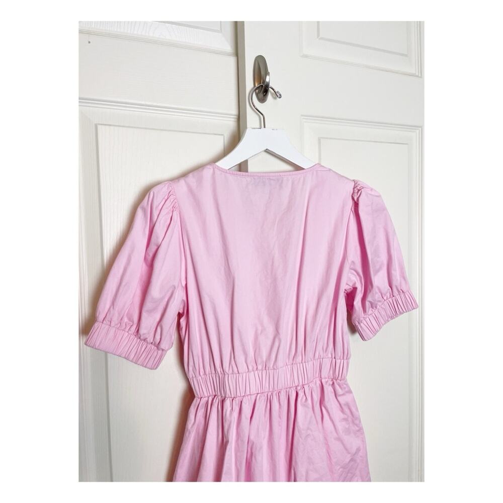 MINKPINK Lora Pink Empire Waist Mini Dress Puff Sleeve Cotton Sz M - Picture 7 of 11
